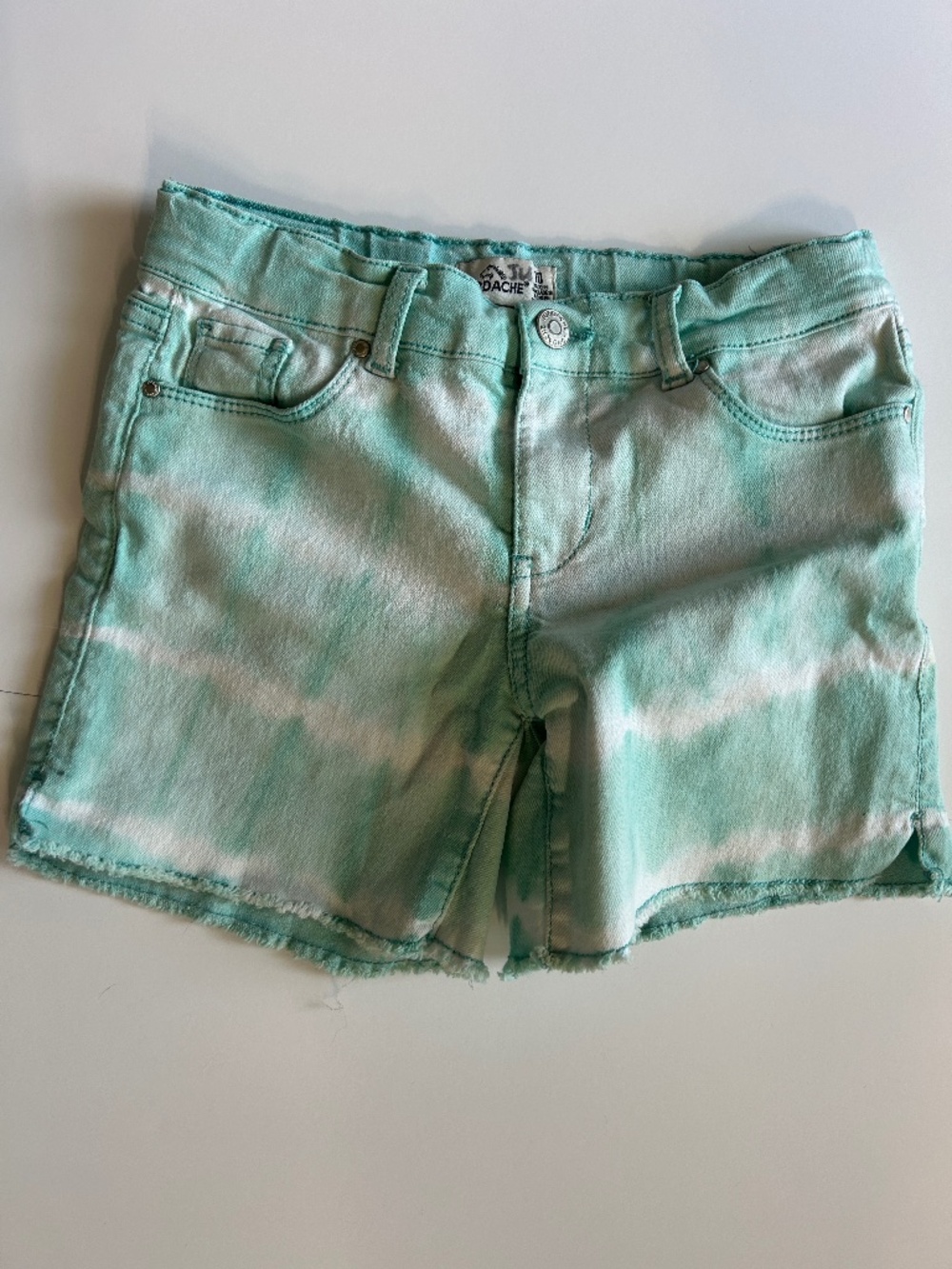 Teal Tie Dye jean shorts